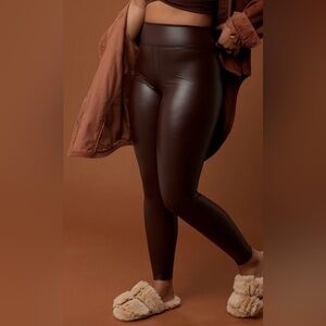 OFFLINE by AERIE Dark  Chocolate Faux Real Luxe Faux Leather soft Leggings